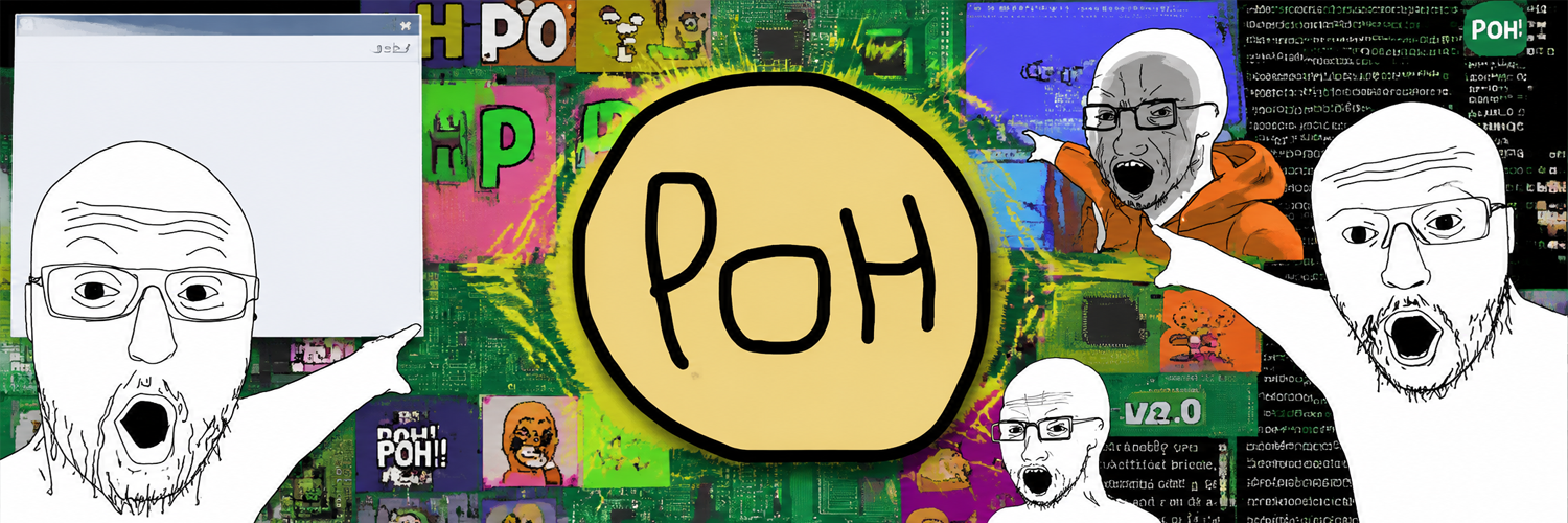 Proof Of human banner — wojaks pointing at POH